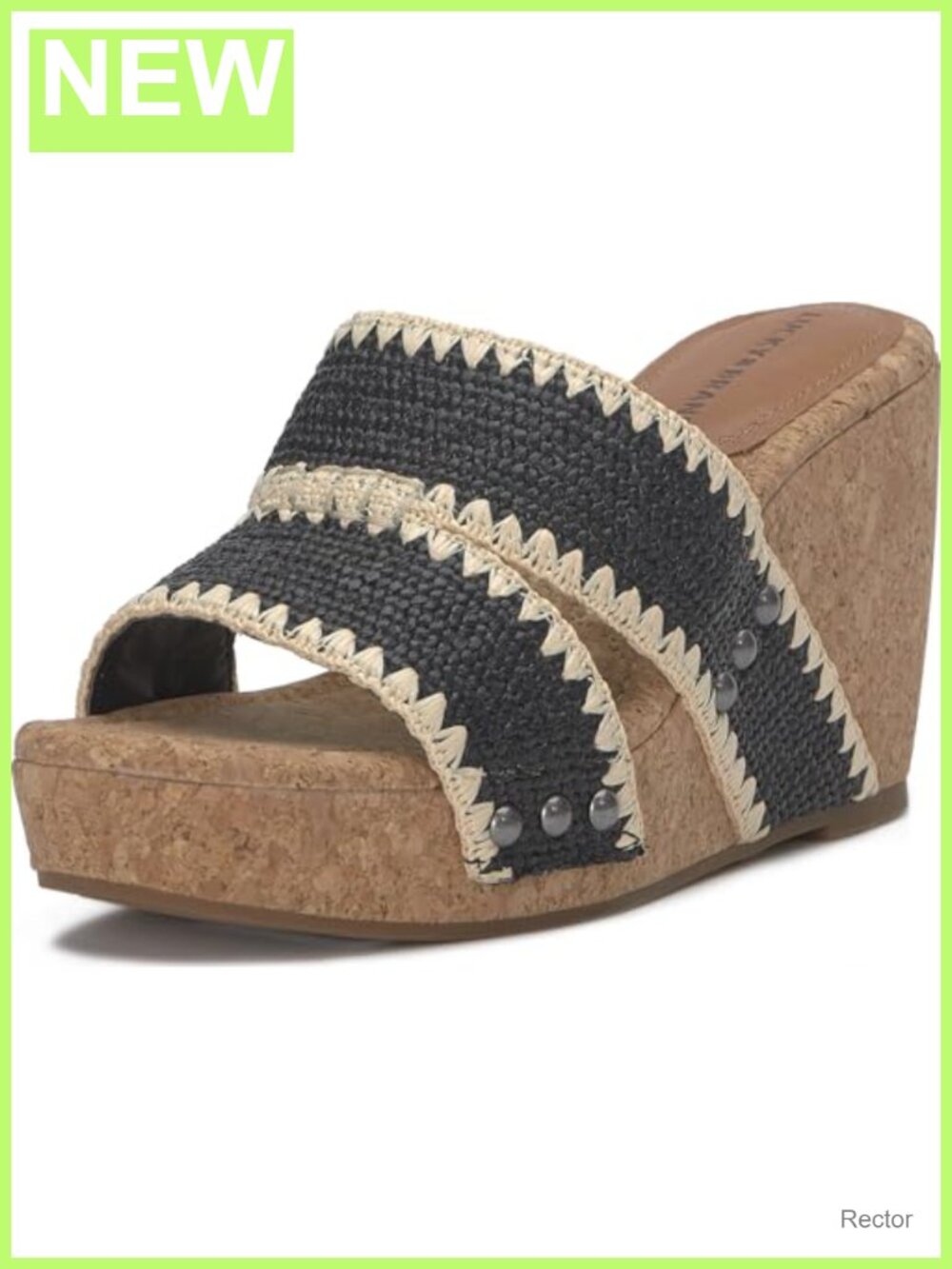 Women's Woven Cork Wedge Sandals Slip-on Open Toe Casual Summer